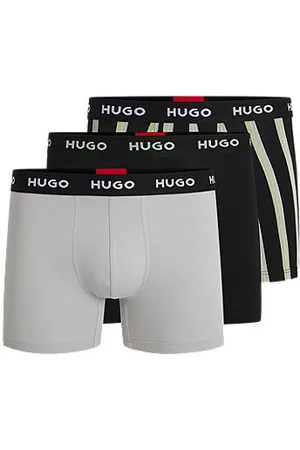 HUGO BOSS Pakke med tre par boksershorts i bomuld med stræk og logoer