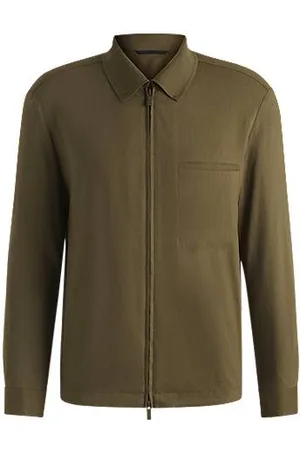 HUGO BOSS Yderskjorte med relaxed fit og lynlås i hørblanding