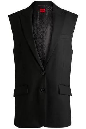 HUGO BOSS Blazer med oversize fit uden ærmer i en hørblanding