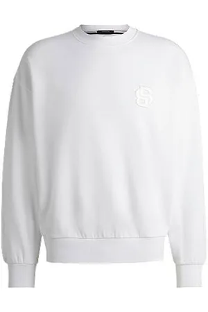 HUGO BOSS Sweatshirt i bomuld med dobbelt B-monogram