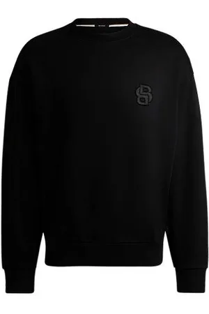 HUGO BOSS Sweatshirt i bomuld med dobbelt B-monogram