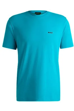 HUGO BOSS Regular fit T-shirt i bomuld med stræk og logo i kontrastfarve