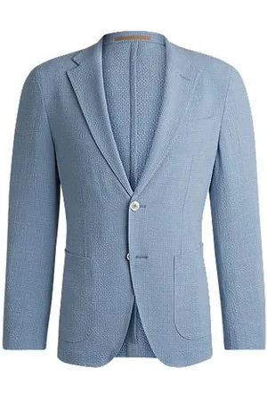 HUGO BOSS Slim fit blazer i bæk og bølge-stof med uld og silke