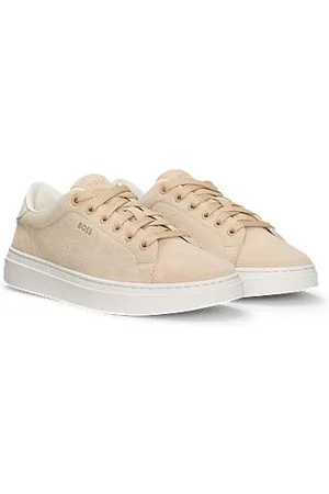HUGO BOSS Sneakers i ruskind med hælkappe i læder
