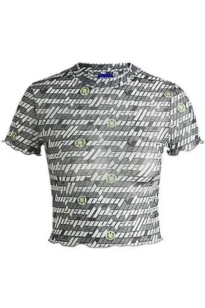 HUGO BOSS Top med logoprint i mesh med stræk