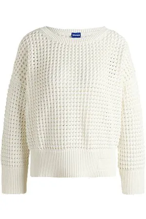 HUGO BOSS Bomuldssweater med meshstrik