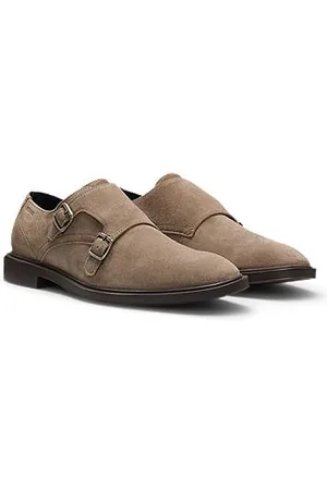 HUGO BOSS Munkesko i ruskind med dobbeltrem