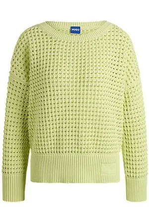 HUGO BOSS Bomuldssweater med meshstrik
