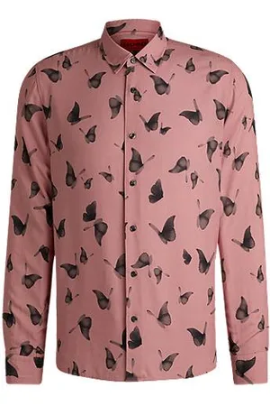 HUGO BOSS Regular fit skjorte i poplin med sæsoninspireret print