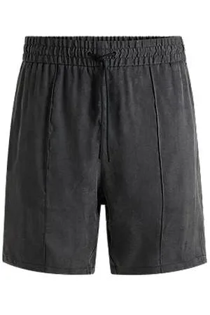 HUGO BOSS Shorts med relaxed fit i glansfuld twill
