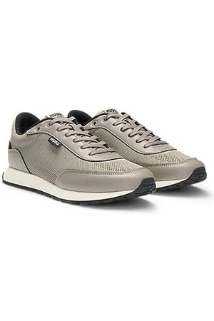 HUGO BOSS Sneakers med strikket effekt og detaljer i imiteret læder