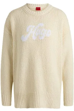 HUGO BOSS Sweater i en bomuldsblanding med oversize fit og logo med håndskrevet design