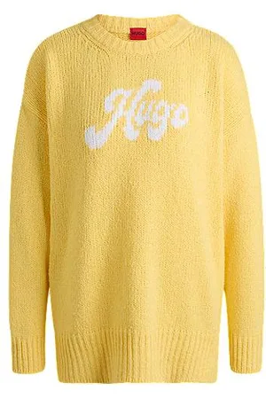 HUGO BOSS Sweater i en bomuldsblanding med oversize fit og logo med håndskrevet design