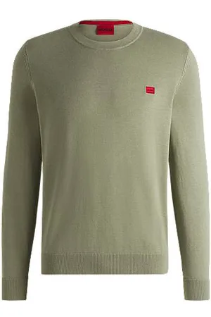 HUGO BOSS Sweater i bomuld med rødt logomærke
