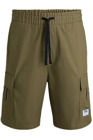 HUGO BOSS Shorts i struktureret bomuld med træksnor og logomærke
