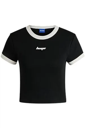 HUGO BOSS Kort Ringer-T-shirt i bomuld med grafisk print