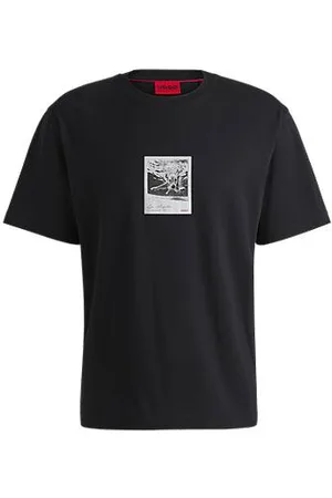 HUGO BOSS T-shirt i bomuldsjersey med hundegrafik