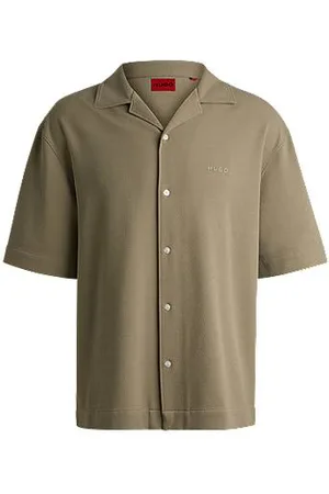 HUGO BOSS Skjorte med oversize fit i jersey med struktur