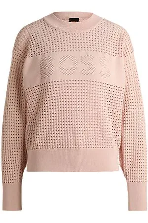 HUGO BOSS Sweater i åben strik med logodetalje