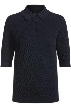HUGO BOSS Struktureret sweater med polokrave