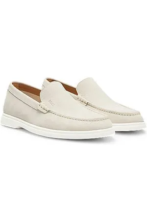 HUGO BOSS Loafers i ruskind med kontrastfarvet ydersål