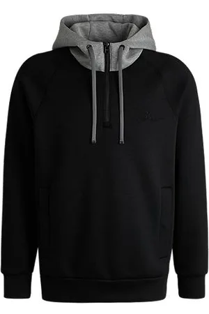 HUGO BOSS Hættetrøje med lynlås i halsen og relaxed fit