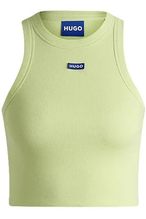 HUGO BOSS Tanktop i bomuld med stræk og logobadge