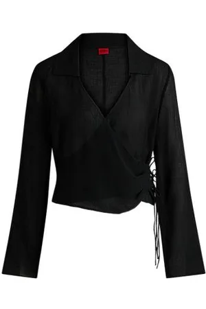 HUGO BOSS Skjorte med regular fit og slå om-design