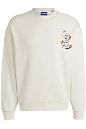 HUGO BOSS Sweatshirt af bomuld med Happy -logo