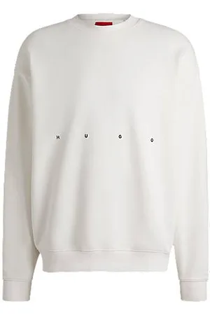 HUGO BOSS Sweatshirt i bomuldsfrotté med logografik