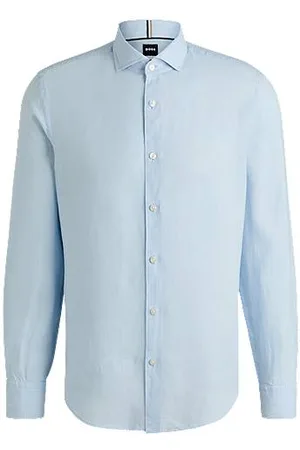 HUGO BOSS Casual fit skjorte i hør med viftekrave