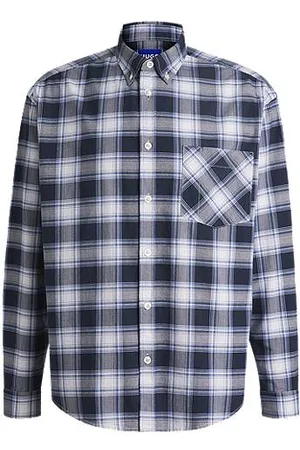 HUGO BOSS Skjorte med oversize fit i ternet oxfordbomuld