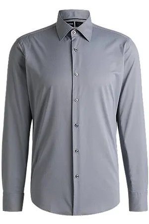 HUGO BOSS Skjorte med regular fit i struktureret stof med stræk