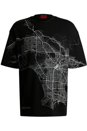 HUGO BOSS T-shirt i bomuldsjersey med selvlysende grafik