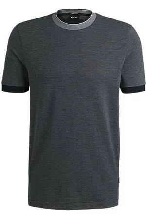HUGO BOSS T-shirt med slim fit i struktureret bomuld med kontrastfuld krave