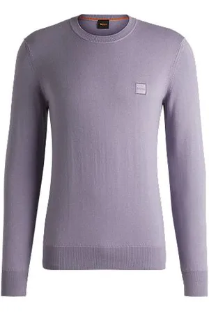 HUGO BOSS Sweater med regular fit i bomuldskashmir og med logomærke