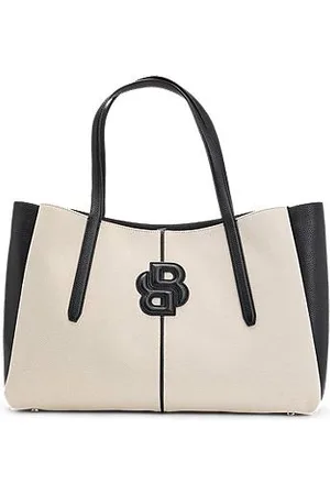 HUGO BOSS Tote bag i kanvas med vatteret dobbelt B-monogram