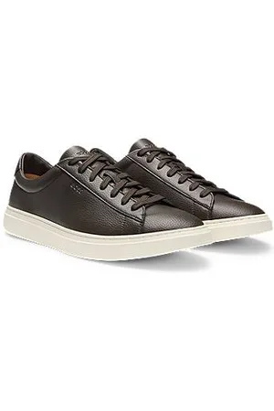 HUGO BOSS Sneakers i kornet læder med gummisål