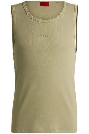 HUGO BOSS Tanktop i bomuldsblanding med ribstruktur og logoprint