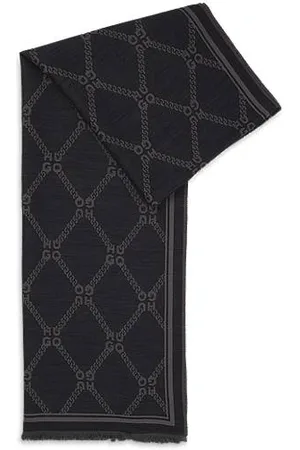 HUGO BOSS Tørklæde af uldblanding med logografik