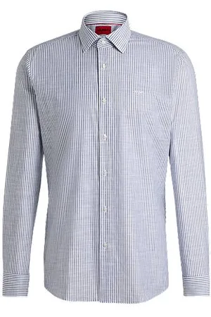 HUGO BOSS Skjorte med et moderne fit i stribet bomuldsslub