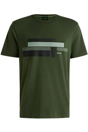 HUGO BOSS T-shirt med relaxed fit i stof med stræk og logografik