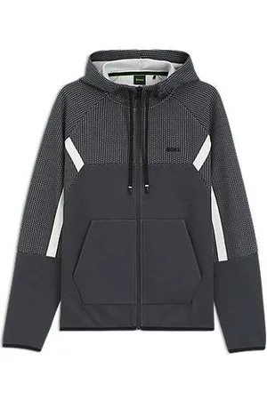 HUGO BOSS Regular fit hættetrøje med lynlåslukning i quiltet jacquard