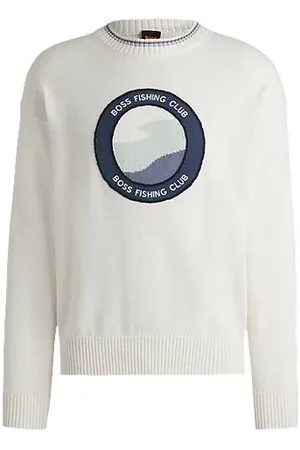 HUGO BOSS Bomuldssweater med fiskermotiv