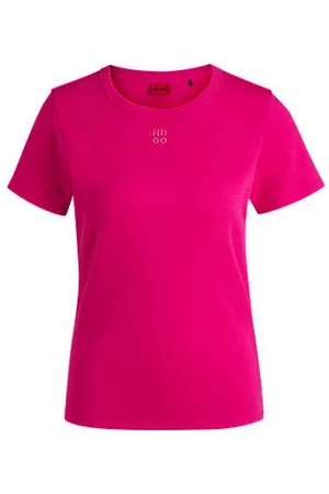 HUGO BOSS T-shirt i bomuldsblanding med broderet stablet logo