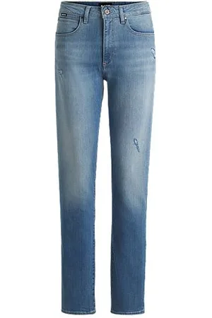 HUGO BOSS Slim fit jeans i vasket, blå denim med stræk
