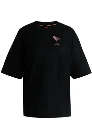HUGO BOSS T-shirt i bomuldsjersey med oversize fit og logografik