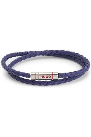 HUGO BOSS Flettet læderarmbånd med logolukning