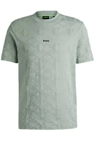 HUGO BOSS T-shirt med relaxed fit i bomuld med cirkelformet jacquardmønster