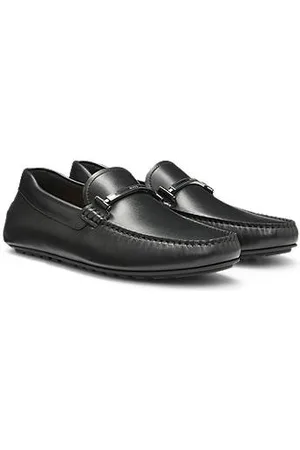 HUGO BOSS Loafers i læder med brandet metalspænde